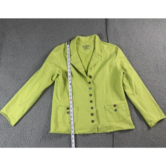 New Neon Buddha Jacket Womens Small Cotton Neon Green 2 Pockets Funky Buttons - Picture 6 of 9